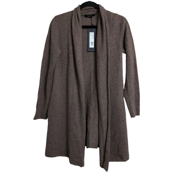 NWT Lusso Heather Caramel Open Front Long Sleeve Knit Cashmere Cardigan Size M - Picture 1 of 7